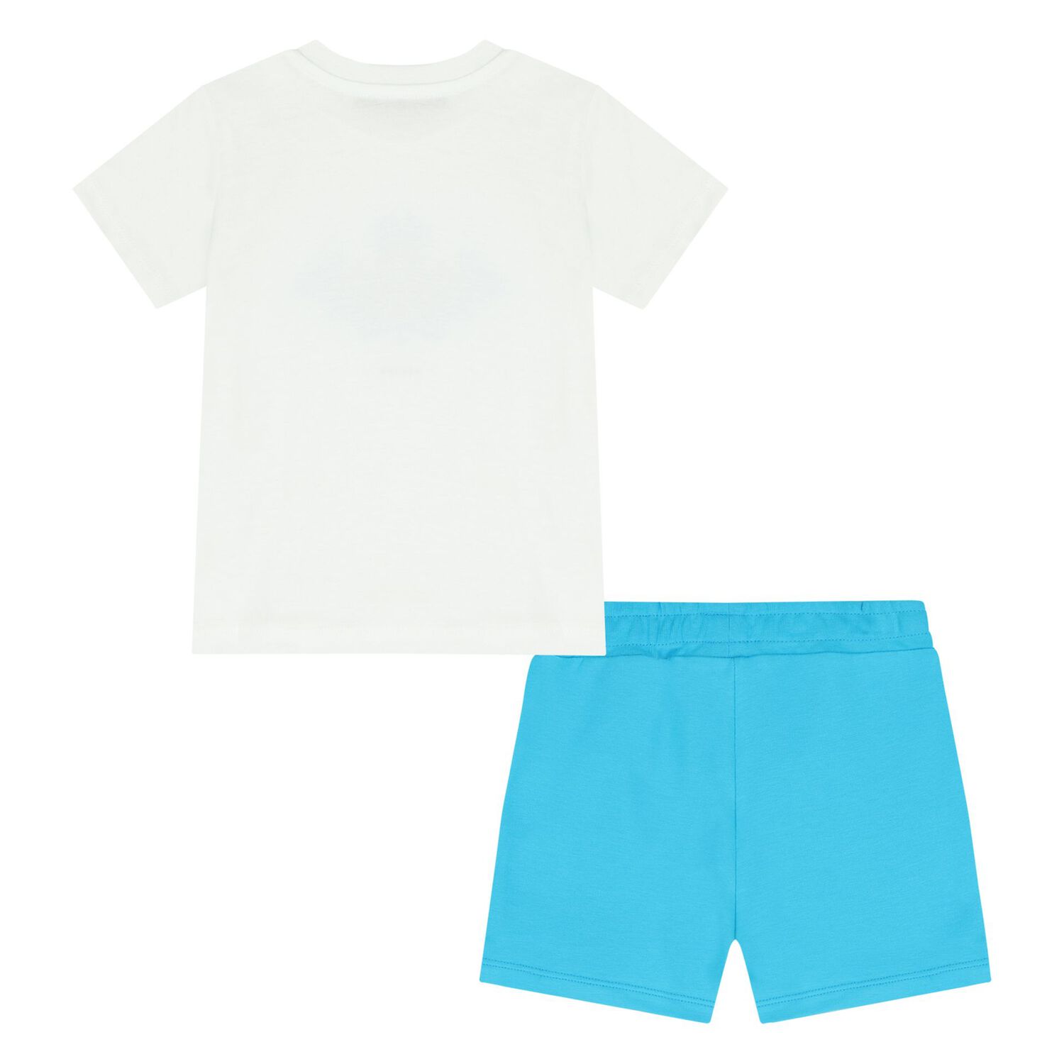 Younger Boys White & Blue Logo Shorts Set, 1, hi-res