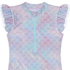 Girls Purple & Blue Metallic Mermaid Swimsuit, 1, hi-res