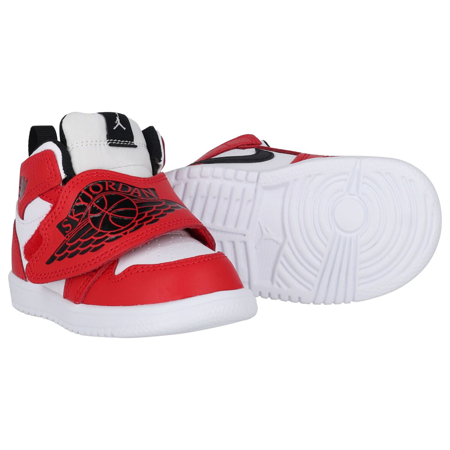 Black, Red & White Sky Jordan 1 Trainers, 4, hi-res