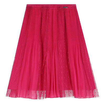 Girls Pink Pleated Chiffon Skirt