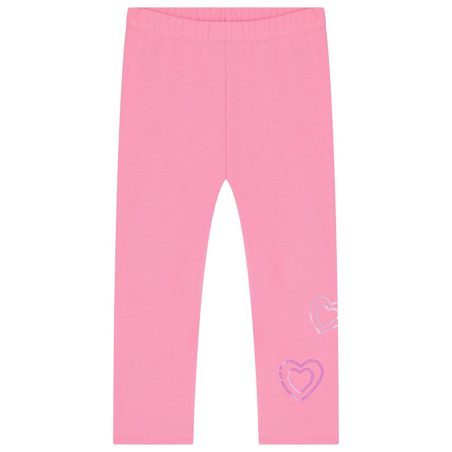 Girls White & Pink Cotton Leggings Set, 1, hi-res image number null