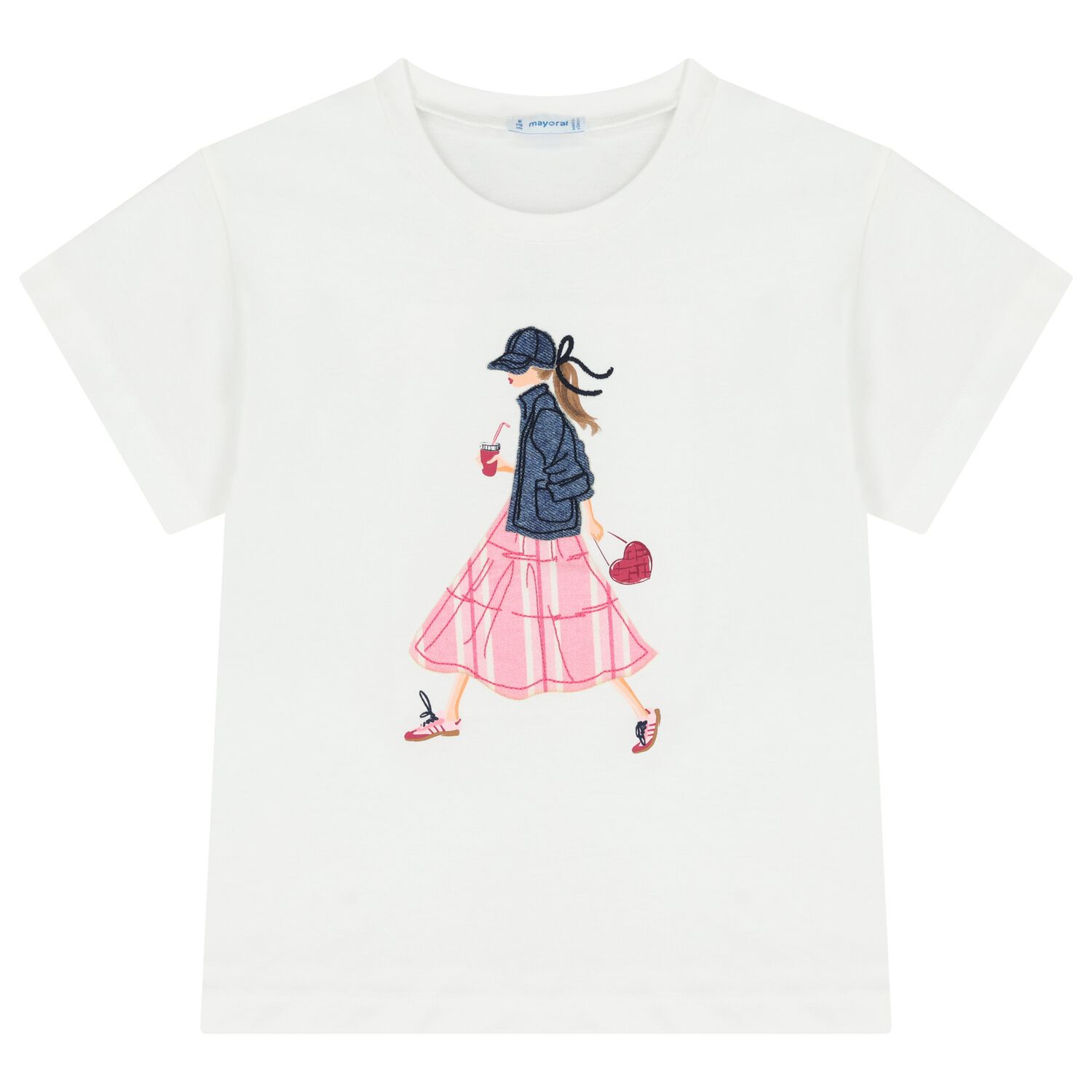 تي شيرت بنات باللون الأبيض, 1, hi-res