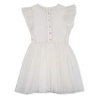 Girls White Embellished Ruffled Tulle Dress, 1, hi-res