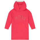 Girls Pink Logo Hooded Dress, 1, hi-res