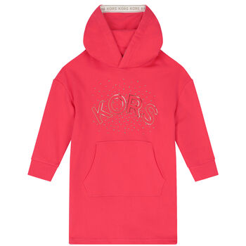 Girls Pink Logo Hooded Dress