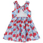 فستان بنات بطبعة الزهور باللون الأحمر والأبيض, 1, hi-res