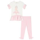 Girls White & Pink Pastry Leggings Set, 1, hi-res