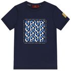 Boys Navy Blue Logo T-Shirt, 3, hi-res