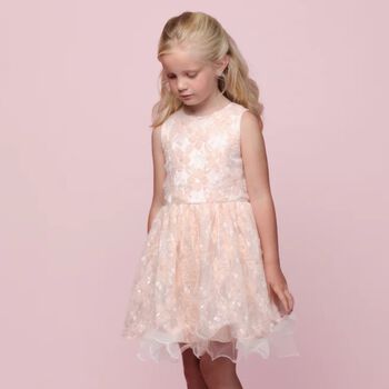 Girls Pink Flower Tulle Dress
