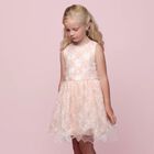 Girls Pink Flower Tulle Dress, 1, hi-res