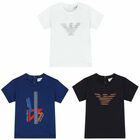 Younger Boys White, Black & Blue Logo T-Shirts ( 3-Pack ), 1, hi-res