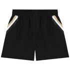Boys Black Logo Shorts, 1, hi-res