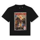 تيشيرت أولاد بالشعار باللون الأسود, 1, hi-res