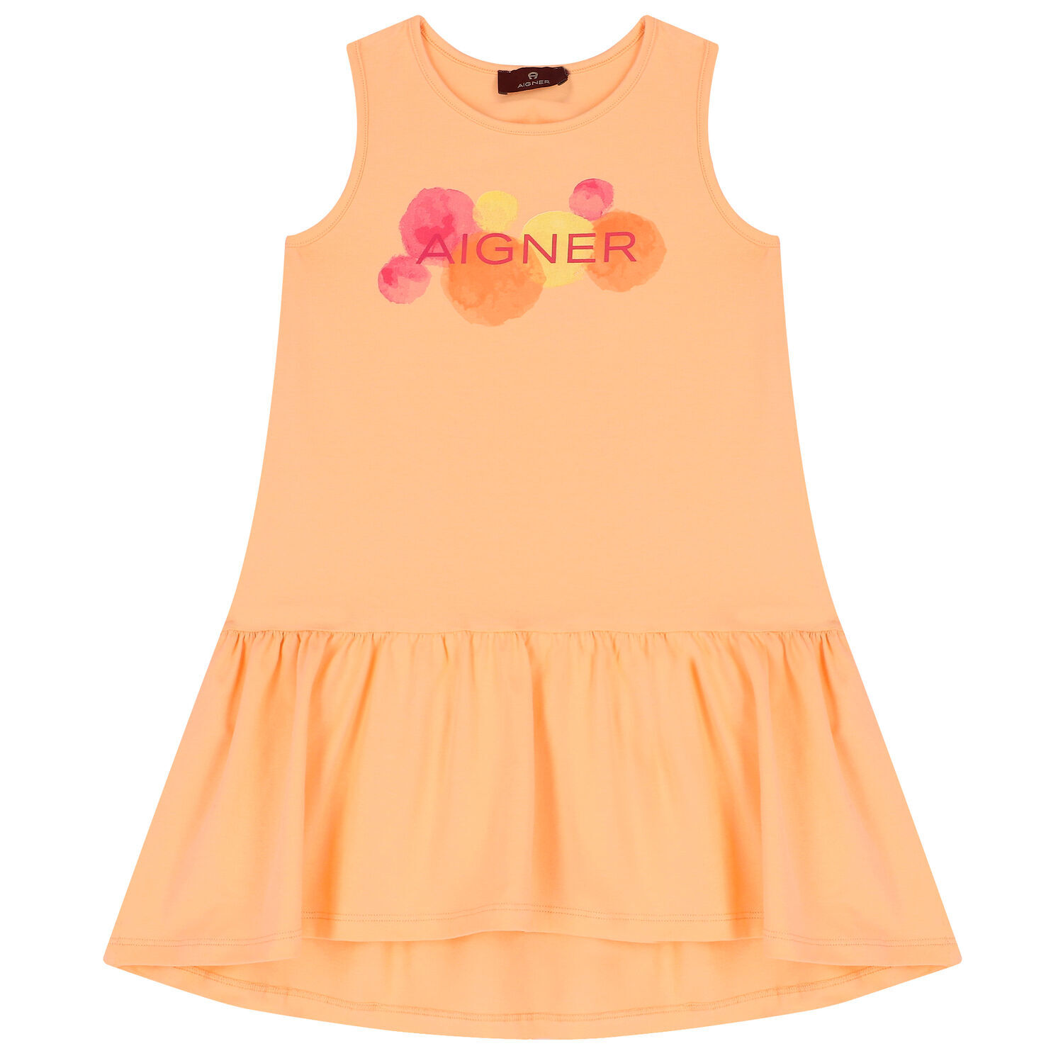 Girls Orange Logo Dress, 1, hi-res