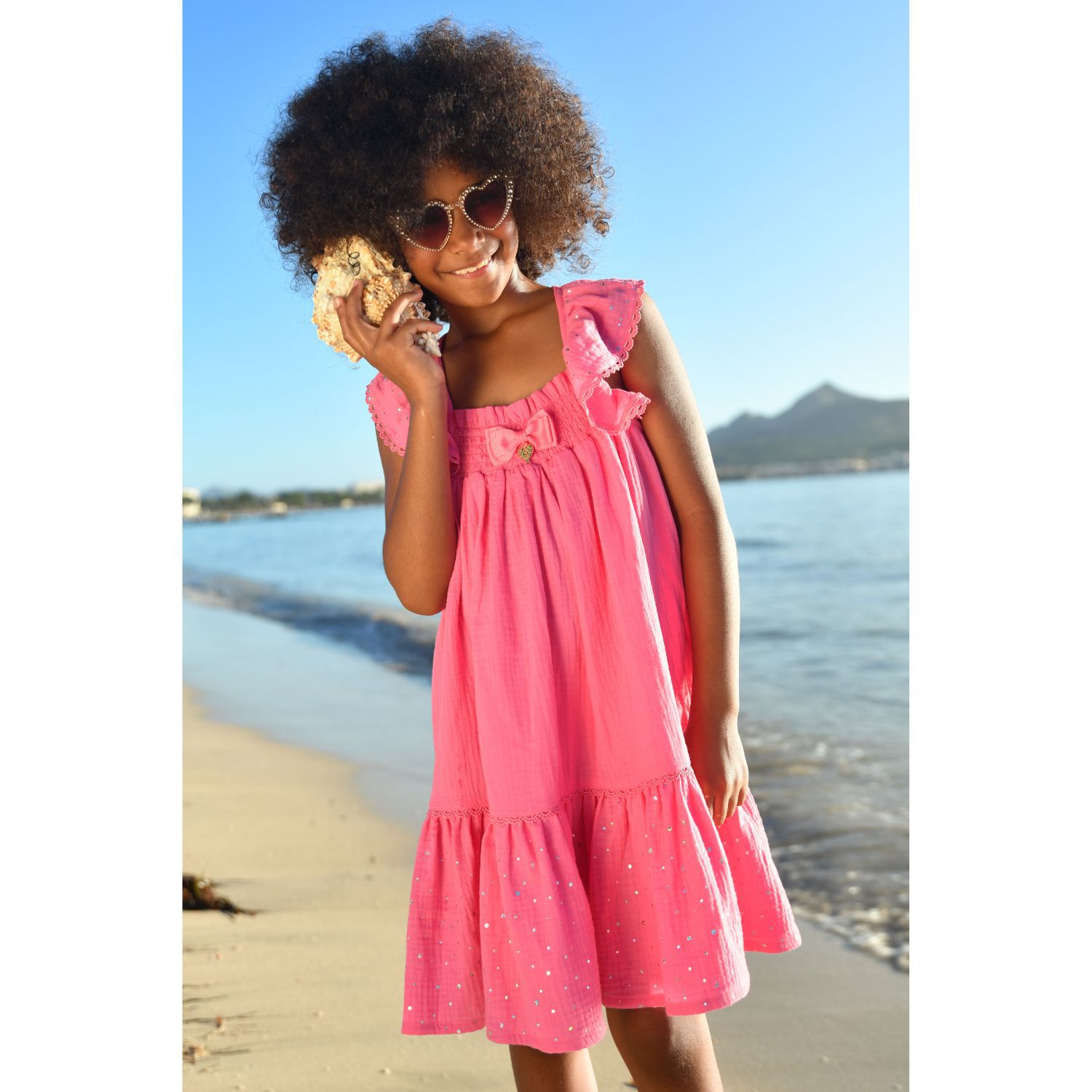 فستان وردي مع فيونكة للبنات, 2, hi-res