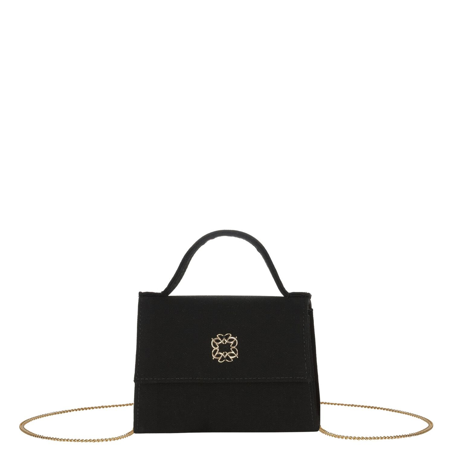 Girls Black Satin Handbag, 2, hi-res