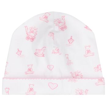 Baby Girls White & Pink Vintage Toy Treasures Hat