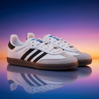 White & Black Logo Samba Trainers