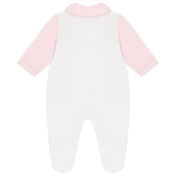 Baby Girls White & Pink Floral Babygrow