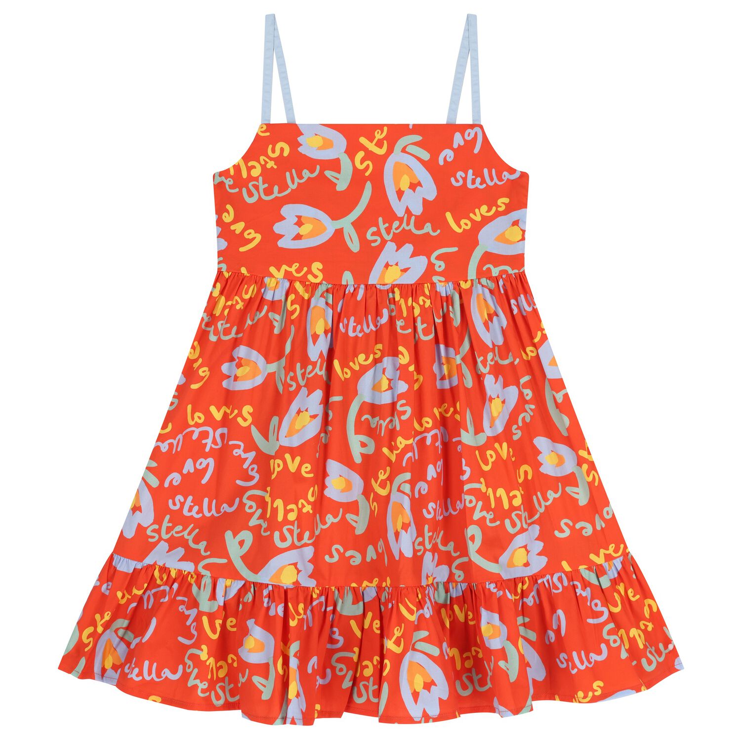 Girls Red Tiered Dress, 1, hi-res