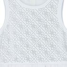 Girls White Logo Tulle Dress, 1, hi-res
