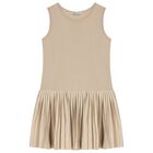 Girls Pink & Beige Striped Dress Set, 1, hi-res