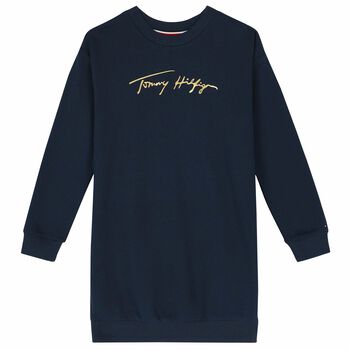 Girls Navy Logo Dress