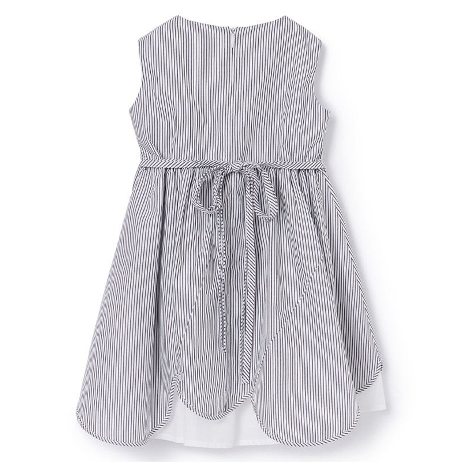Girls Navy Blue & White Striped Dress, 1, hi-res