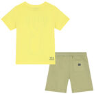 Boys Yellow & Green Crocodile Shorts Set, 2, hi-res