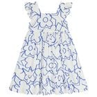 Girls White & Blue Flower Dress, 1, hi-res