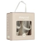 حذاء جلد ما قبل المشي للبنات باللون العاجي, 1, hi-res