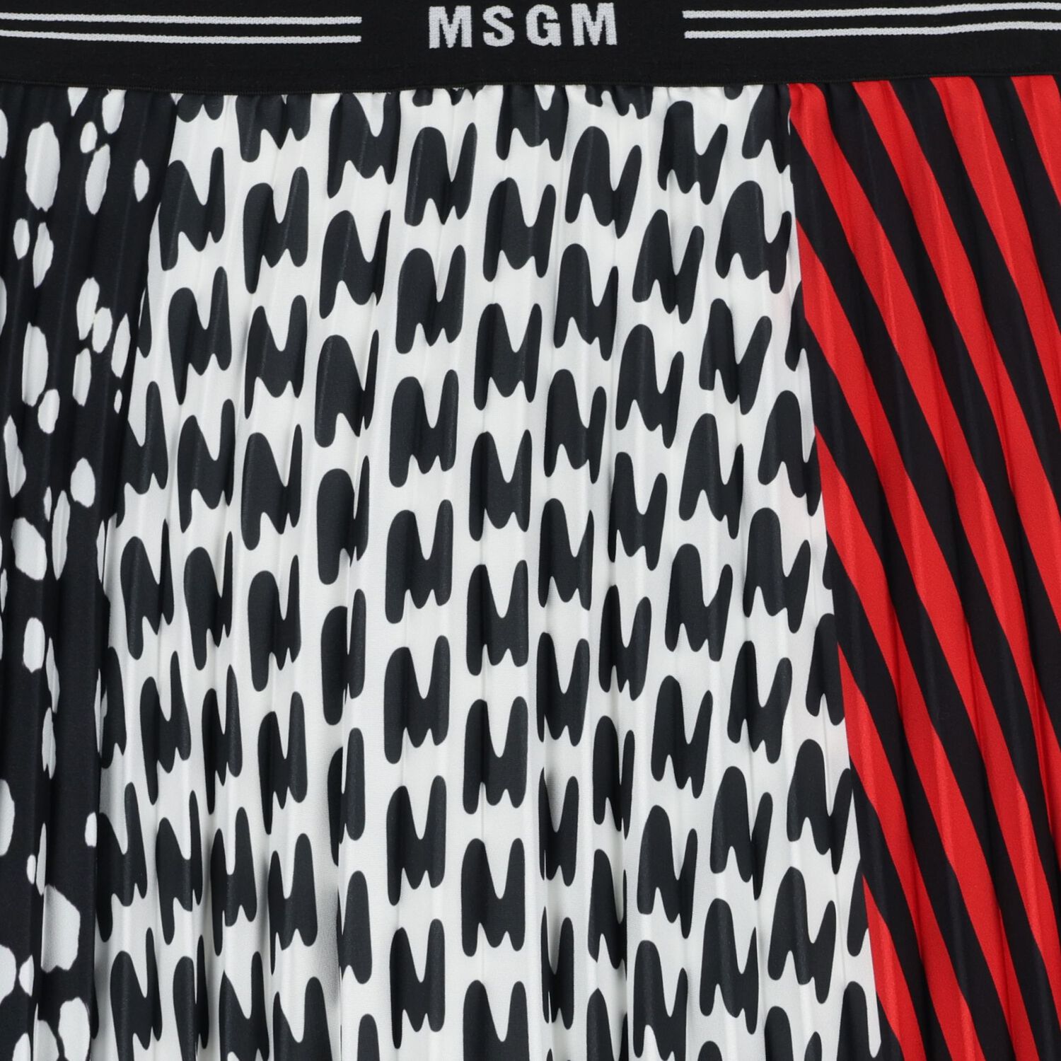 تنورة بنات بطيات بالألوان الأسود والأحمر والأبيض, 1, hi-res