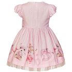 Girls Pink Teddy Bear Cotton Dress, 1, hi-res