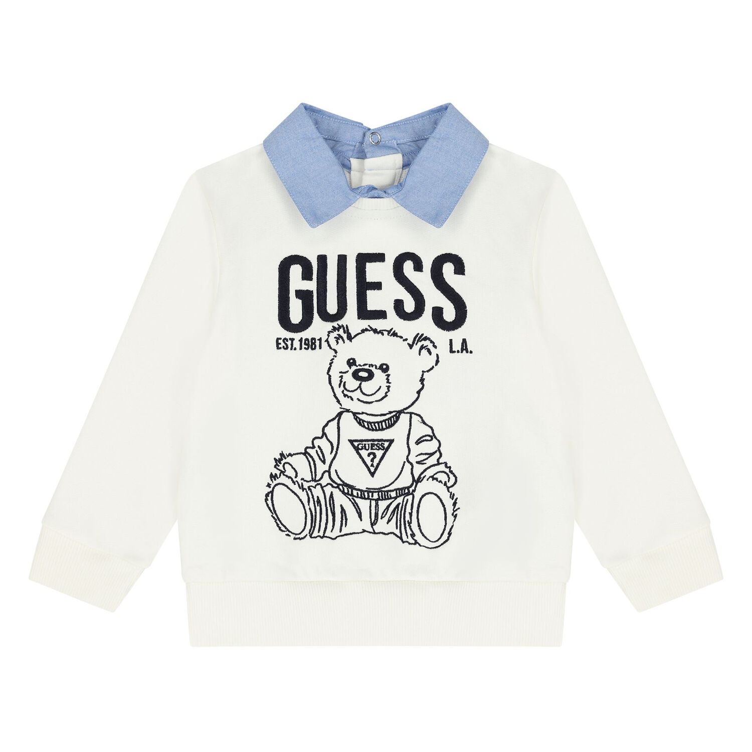 طقم بنطلون اولاد بالشعار بطبعه تيدى بير باللون العاجى و الازرق , 1, hi-res