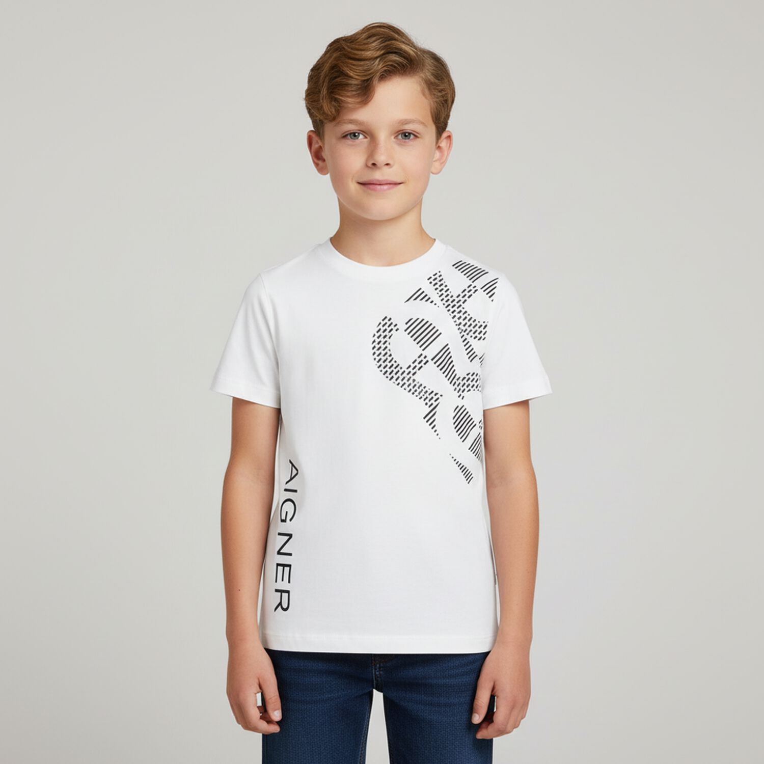 Boys White Logo T-Shirt, 1, hi-res