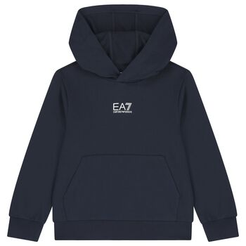 Boys Navy Blue Logo Hooded Top
