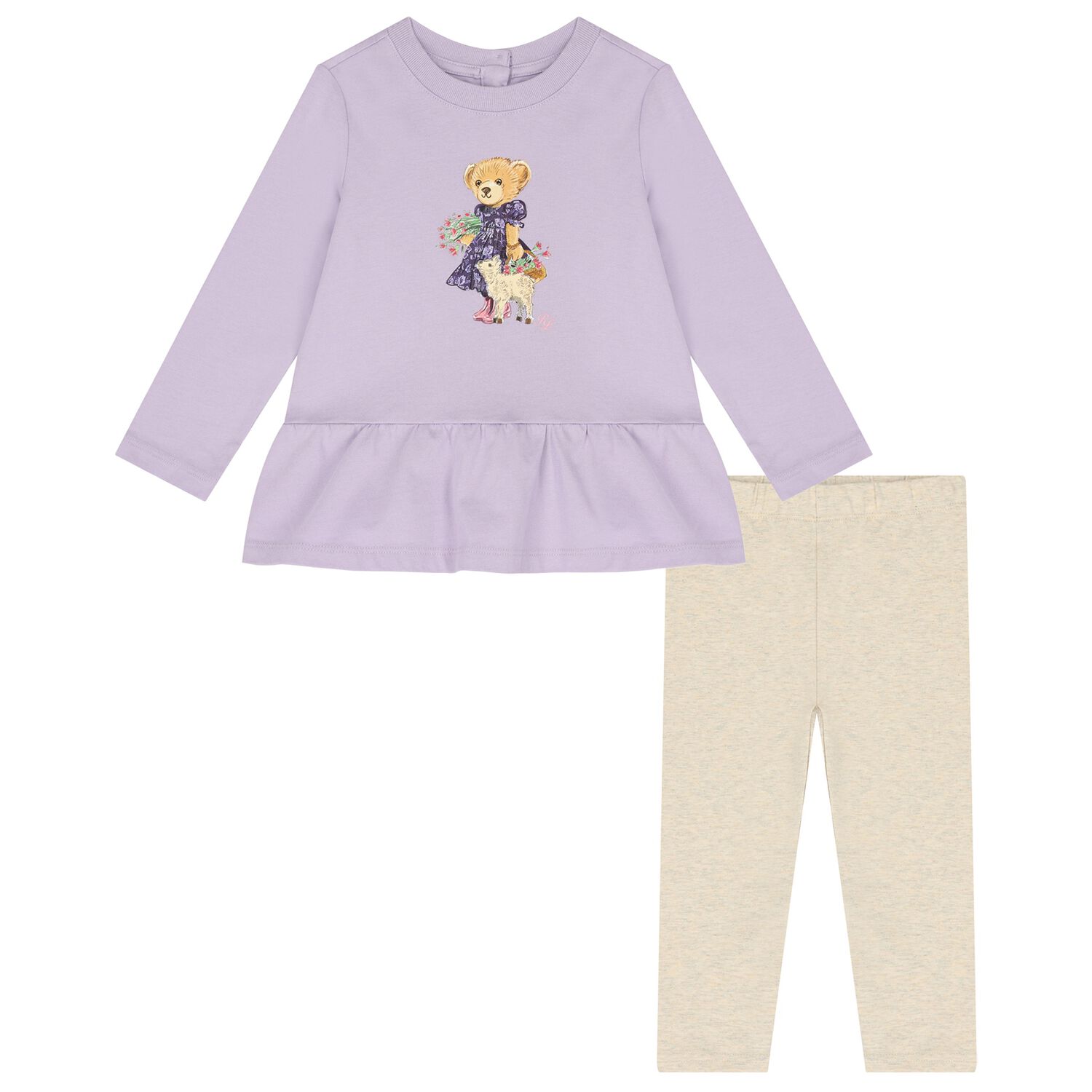 Baby Girls Purple & Ivory Logo Leggings Set, 1, hi-res