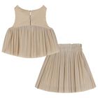Girls Gold Pleated Skirt Set, 1, hi-res