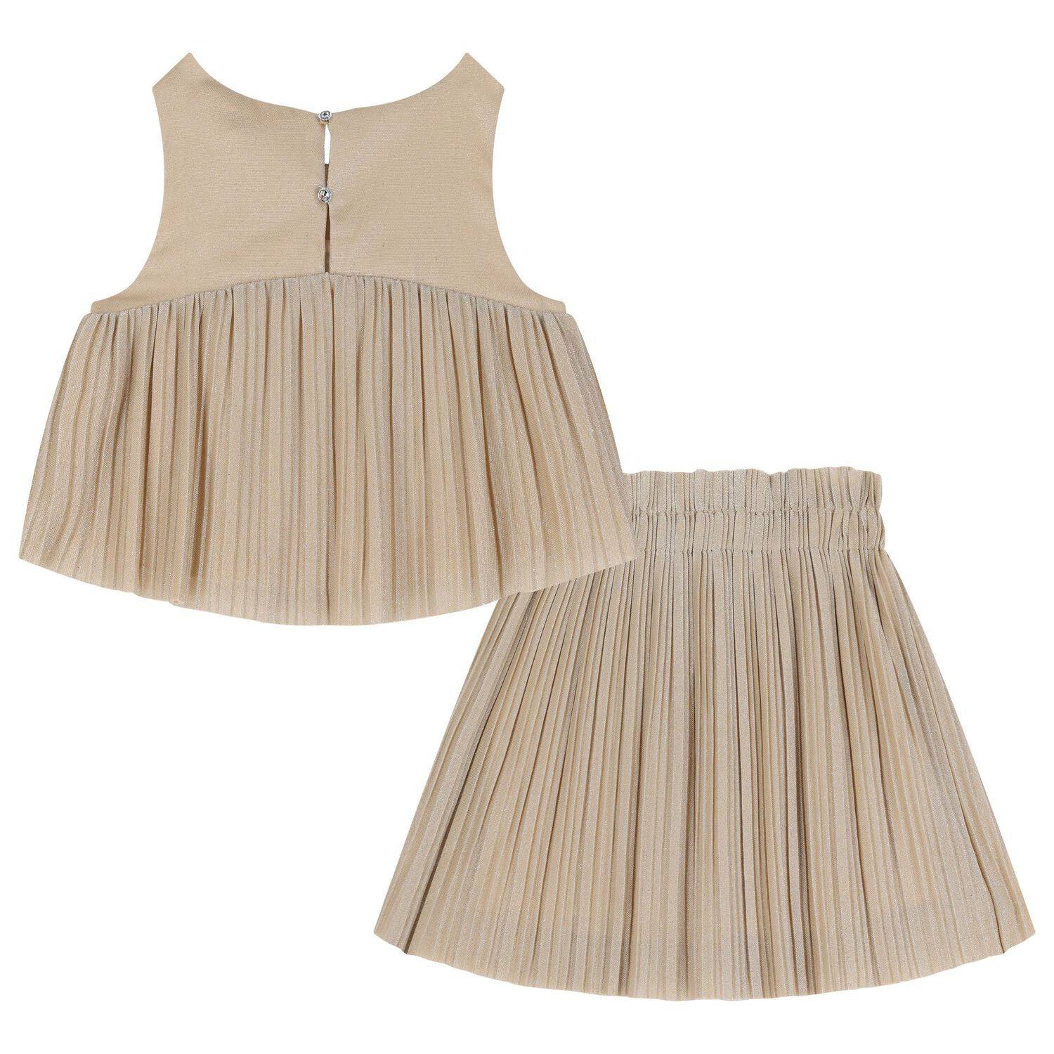 Girls Gold Pleated Skirt Set, 1, hi-res image number null