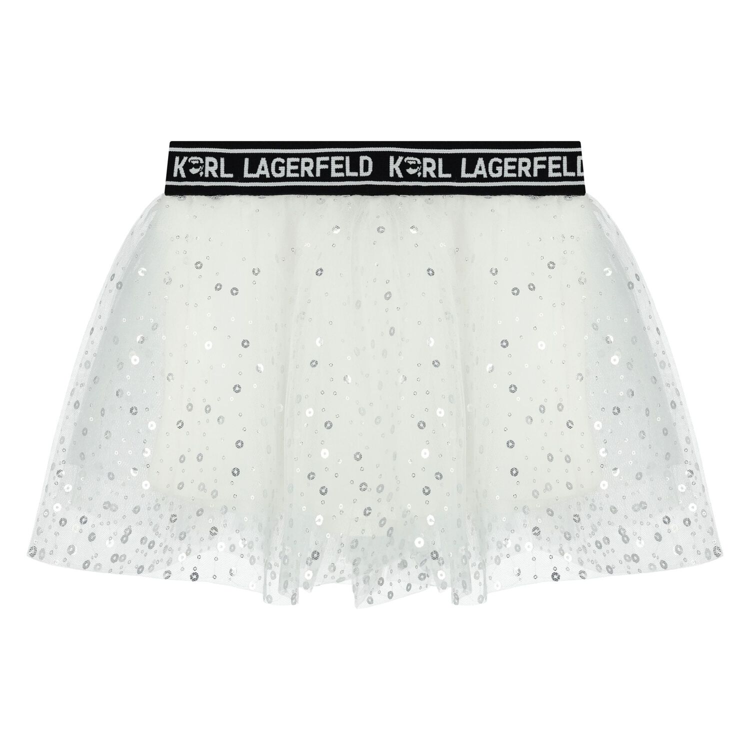 Younger Girls Grey & White Logo Skirt, 1, hi-res