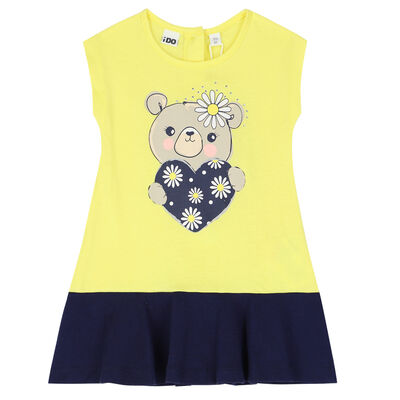 Girls Yellow & Navy Teddy Dress