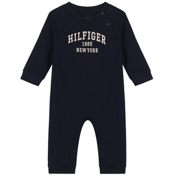 Baby Boys Navy Logo Romper