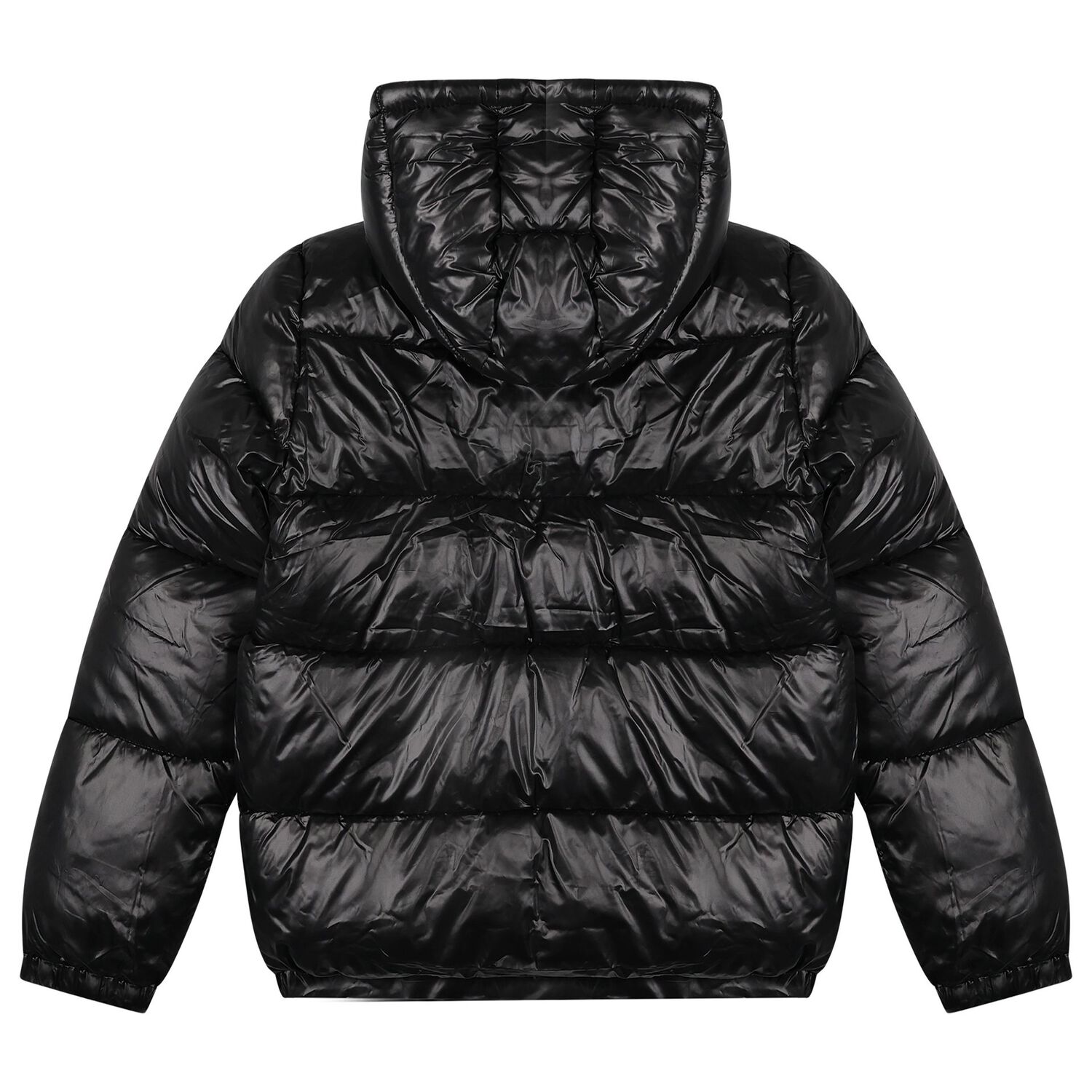 Boys Black Logo Puffer Jacket, 1, hi-res