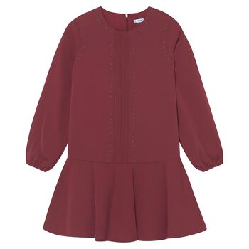Girls Burgundy Studded Dress