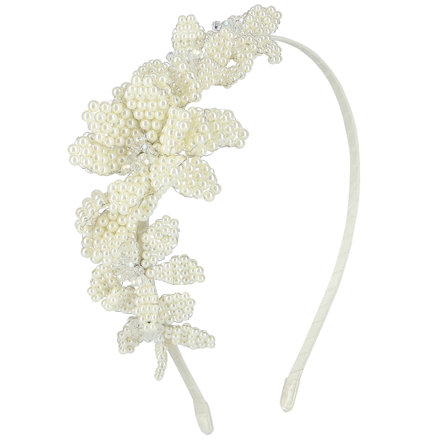 Girls Ivory Pearl & Crystal Beaded Headband, 1, hi-res image number null