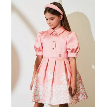 Girls Pink Mikado Floral Dress