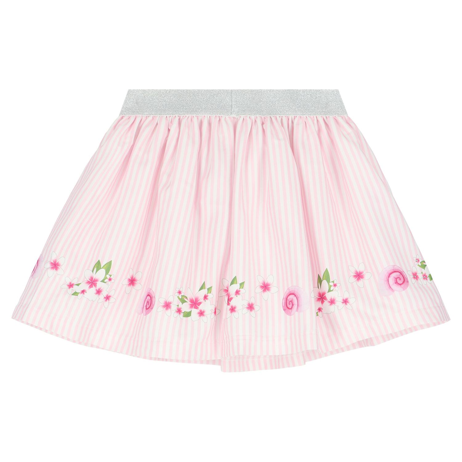 Girls White & Pink Striped Skirt Set, 1, hi-res image number null