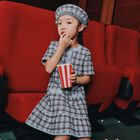 Girls Blue & Black Knitted Tweed Dress, 1, hi-res