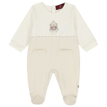 Ivory & Beige Teddy Bear Logo Babygrow