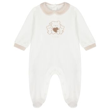 White & Beige Teddy Bear Babygrow